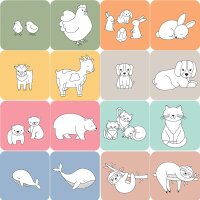 Memory "Baby Animals" to colour with 40 cards