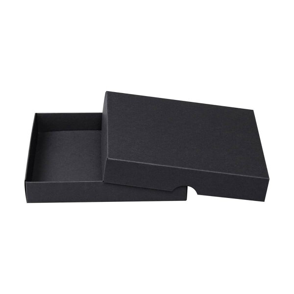Folding box 20.5 x 20.5 x 2.5 cm, black, with lid, recycled cardboard - 10 boxes/set
