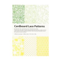 Cardboard with punched lace pattern, A6, 24 sheets, yellow, pale yellow, green, sage