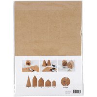 Houses and trees made of kraft cardboard, craft set with...