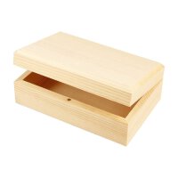 Wooden box 140 x 90 x 50 mm, flat lid with magnetic closure, unprocessed, untreated
