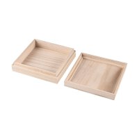Wooden box 100 x 100 x 30 mm, loose lid, unprocessed, untreated
