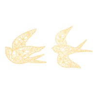 Deko-Vögel Gold,  filigrane Papierdeko, wasserfest - 2 Stück/Set