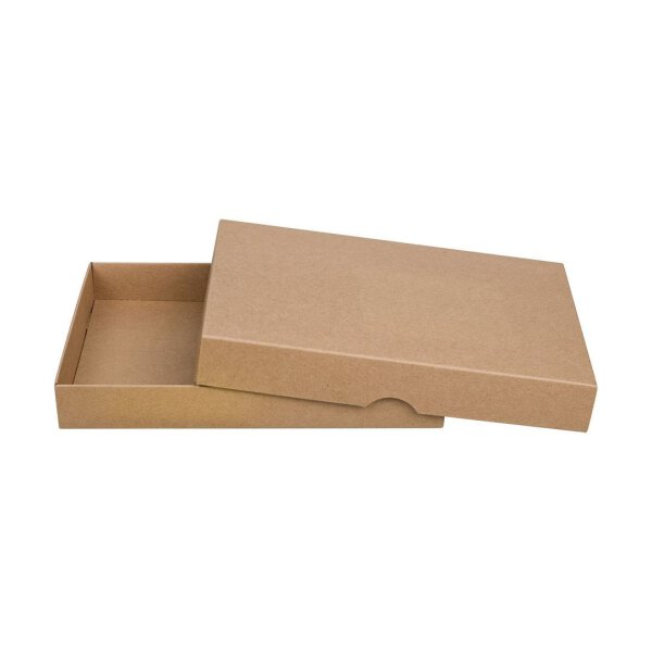 Folding box 16.2 x 22.5 x 2.5 cm, Brown, with lid, Jade kraft cardboard - Set of 10