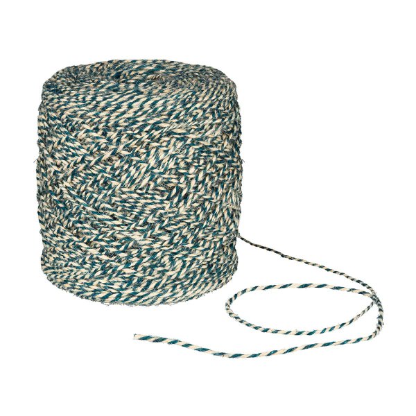 Flax yarn, two-coloured blue and natural, 3.5 mm, approx. 470 m linen yarn, 1 kg bobbin