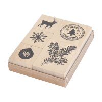 Wooden Stamps, Christmas Motifs - Set of 5 Stamps