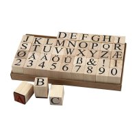 Wooden stamp, letter stamp: capital letters and numbers - 45 pieces