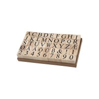 Wooden stamp, letter stamp: capital letters and numbers -...