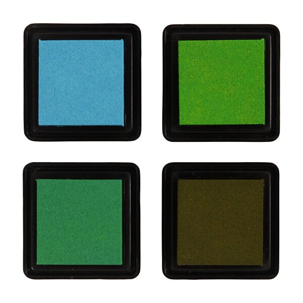 Stamp Pad Set 4 Colours Light Green, Green, Olive, Aqua