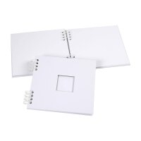 Scrapbook mit Fenster 20 x 20 cm weiß, 20 Blätter aus weißem Karton, Spiralalbum, Fotoalbum