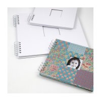 Scrapbook mit Fenster 20 x 20 cm weiß, 20 Blätter aus weißem Karton, Spiralalbum, Fotoalbum