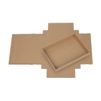 Folding box 13.6 x 18.6 x 2.5 cm, brown, with lid, jade kraft cardboard - 10 boxes/set