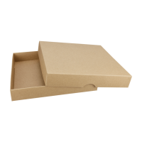 Folding box 15.5 x 15.5 x 2.5 cm, brown, lid, jade kraft cardboard - set of 10