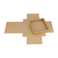 Folding box 15.5 x 15.5 x 2.5 cm, brown, lid, jade kraft cardboard - set of 10