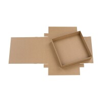 Folding box 22 x 22 x 3 cm, brown, with lid, jade kraft cardboard - set of 10