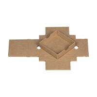 Folding box 8 x 8 x 2 cm, brown, with lid, jade kraft cardboard - 10 boxes/set