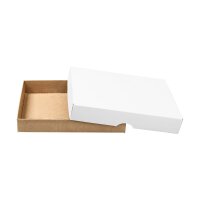 Faltschachtel 11,5 x 15,5  x 2,5 cm, Braun und Weiß, mit Deckel,  Jade Kraftkarton - 10er Set