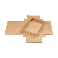 Folding box 11.5 x 15.5 x 2.5 cm, brown and white, with lid, jade kraft cardboard - set of 10
