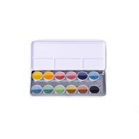 Farbkasten Aquarellfarben, Blechetui mit Farbtabletten Ø 30 mm - 12 Farben