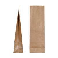 Block bottom bag 135 x 315 x 75 mm, brown, kraft paper ribbed, two-ply without window