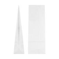 Block bottom bag 55 x 170 x 30 mm, white, kraft paper ribbed, two-ply without window