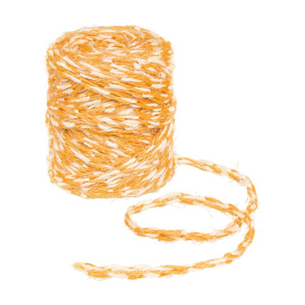 Jute cord, two-tone, natural-orange, 4 mm, 30 m jute twine, 100% jute