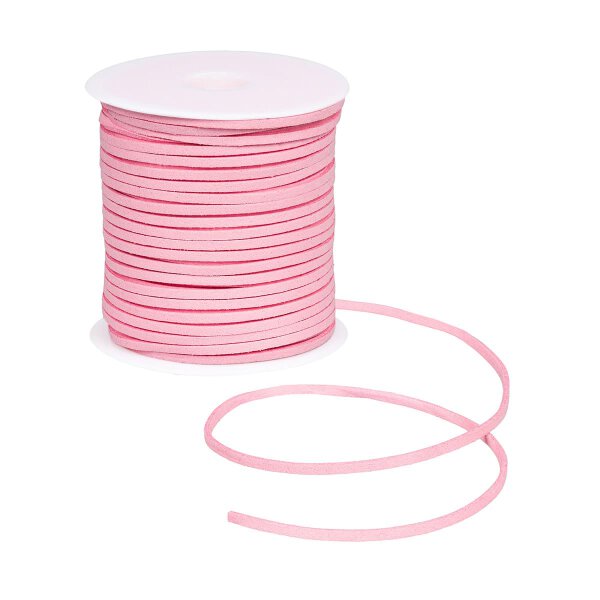 Pink cord leather look, decorative ribbon, 3 mm x 45 m, roll