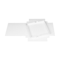Folding box 20.5 x 20.5 x 2.5 cm, white, lid, chromo cardboard - set of 10