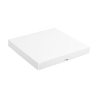 Folding box 20.5 x 20.5 x 2.5 cm, white, lid, chromo cardboard - set of 10