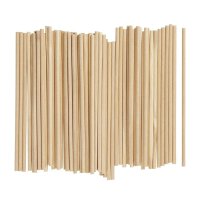 Wooden rods round, natural, length 15 cm, 4 mm - 100 pack