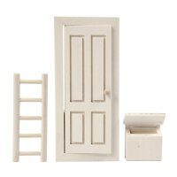 Door with ladder and mailbox, accessories for miniature worlds and elf door