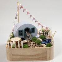 Wooden camping car, accessories for miniature worlds and...