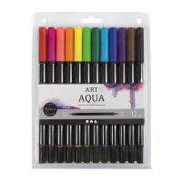 Watercolour marker, 1 brush tip, 1 felt tip, 12 colours...