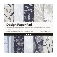 Design paper winter forest, blue, gray, 15.2 x 15.2 cm,...