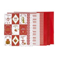 Designpapier Weihnachtsmotive, Rot-Weiß, Vivi Gade, 21 x 30 cm, Block/24 Blatt