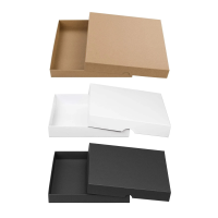Folding box 22 x 22 x 3 cm, white, black, brown with lid,...