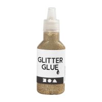 Glitter glue, gold, bottle 25 ml