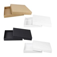 Faltschachtel 15,5 x 15,5 x 2,5 cm, Braun, Schwarz, Weiß, mit Deckel, Karton - 10er Set