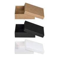 Faltschachtel 11,5 x 15,5 x 5 cm, Braun, Schwarz, Weiß, mit Deckel, Karton - 10er Set
