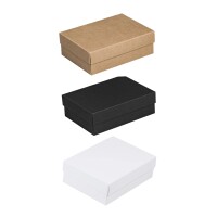 Faltschachtel 11,5 x 15,5 x 5 cm, Braun, Schwarz, Weiß, mit Deckel, Karton - 10er Set