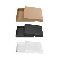 Faltschachtel 20,5 x 20,5 x 2,5 cm, Braun, Schwarz, Weiß, mit Deckel, Karton - 10er Set