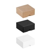 Faltschachtel 6 x 6,5 x 3 cm, Braun, Schwarz, Weiß, mit Deckel - 10er Set