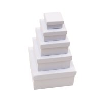 Schachtel aus Pappmaché  quadratisch, Weiß,...