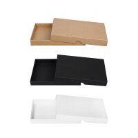 Folding box 18.5 x 9.5 x 2.5 cm, brown, black, white, lid, cardboard - set of 10