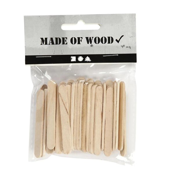Popsicle sticks for crafting, natural birch, length 5.5 cm, width 6 mm - pack of 50 or 400