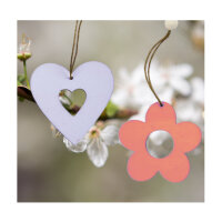 Holzornamente zum Aufhängen - Blume, Schmetterling, Herz 9er Set