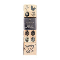 Holzstempel-Set Happy Easter, Stempel mit Ostermotive 9 Stück, inkl. Stempelkissen