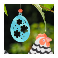 Wooden Easter egg decoration with flower cut-out,...