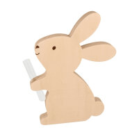 Wooden bunny decoration with flower vase, Easter bunny...