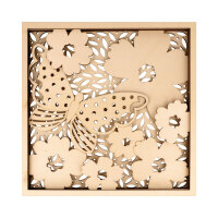 3D relief frame made of wood, butterflies and flowers, spring decoration
